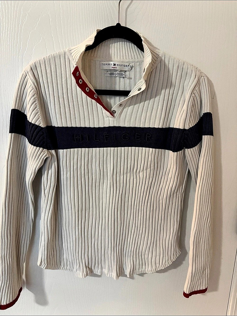 Tommy Hilfiger Vintage Tommy Hilfiger Jeans Ribbed Snap-Placket Sweater Vintage